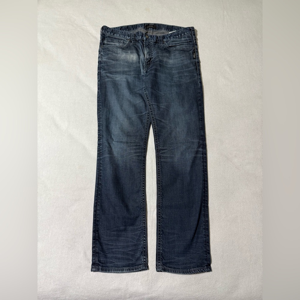 Silver Konrad Jeans Mens 36x31 Slim Fit Straight Blue Denim Dark Wash